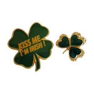 St. Patty's Day Lapel Pins Jewelry - Shamrock and Kiss Me I'm Irish - Gift Boxed